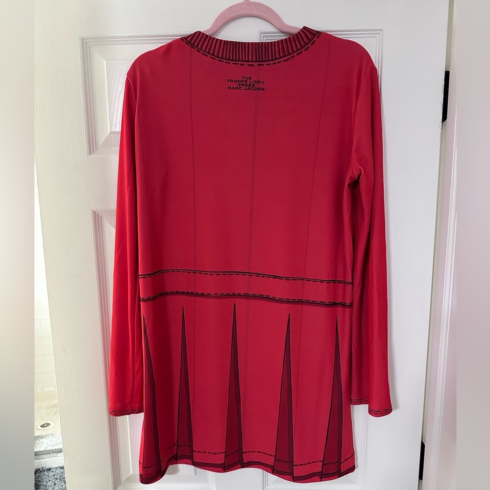Vintage EUC Marc Jacobs Trompe L’oeil Red & Black Dress - Picture 2 of 6